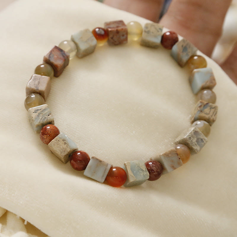Red Agate & Shoushan Stone Calm Blessing Bracelet Unisex
