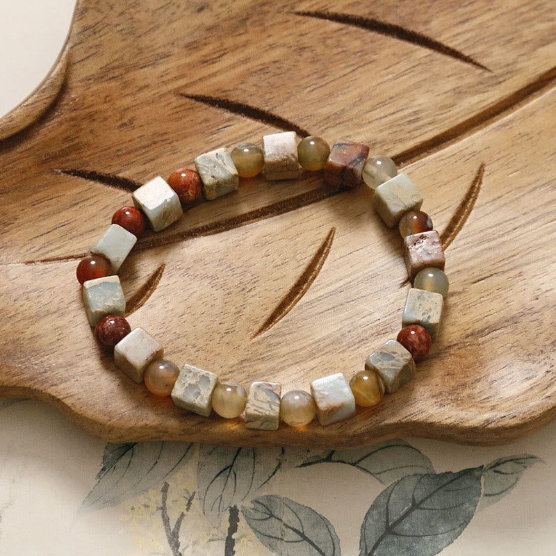 Red Agate & Shoushan Stone Calm Blessing Bracelet Unisex