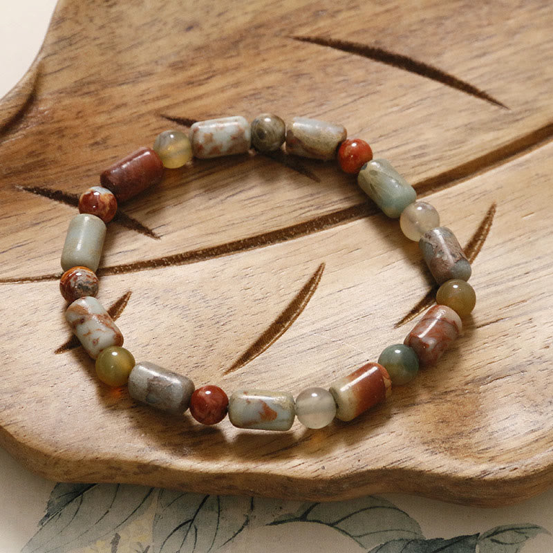 Red Agate & Shoushan Stone Calm Blessing Bracelet Unisex