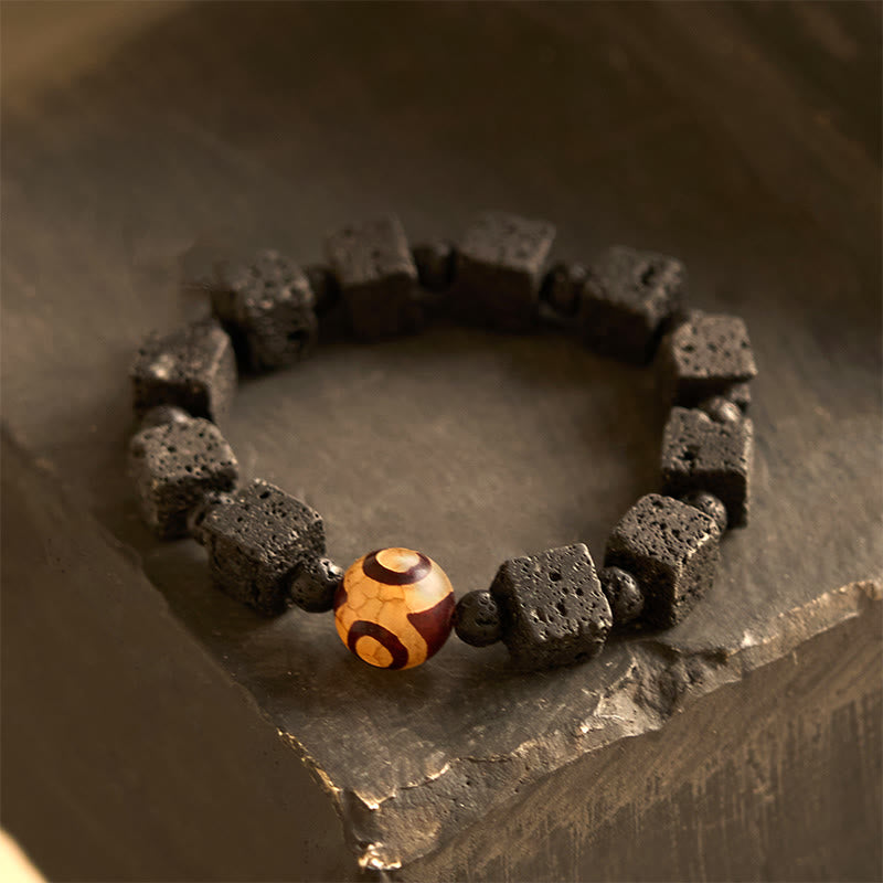 Lava Rock Dzi Bead Spiritual Bracelet for Protection