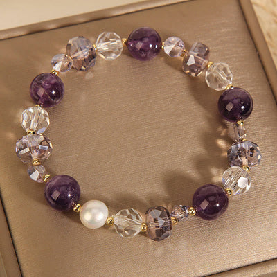 Amethyst White Crystal Pearl Communication Bracelet