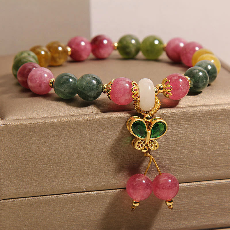 Tourmaline Jade Butterfly Wisdom Bracelet for Emotional Healing