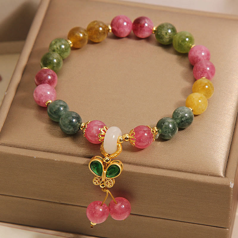 Tourmaline Jade Butterfly Wisdom Bracelet for Emotional Healing