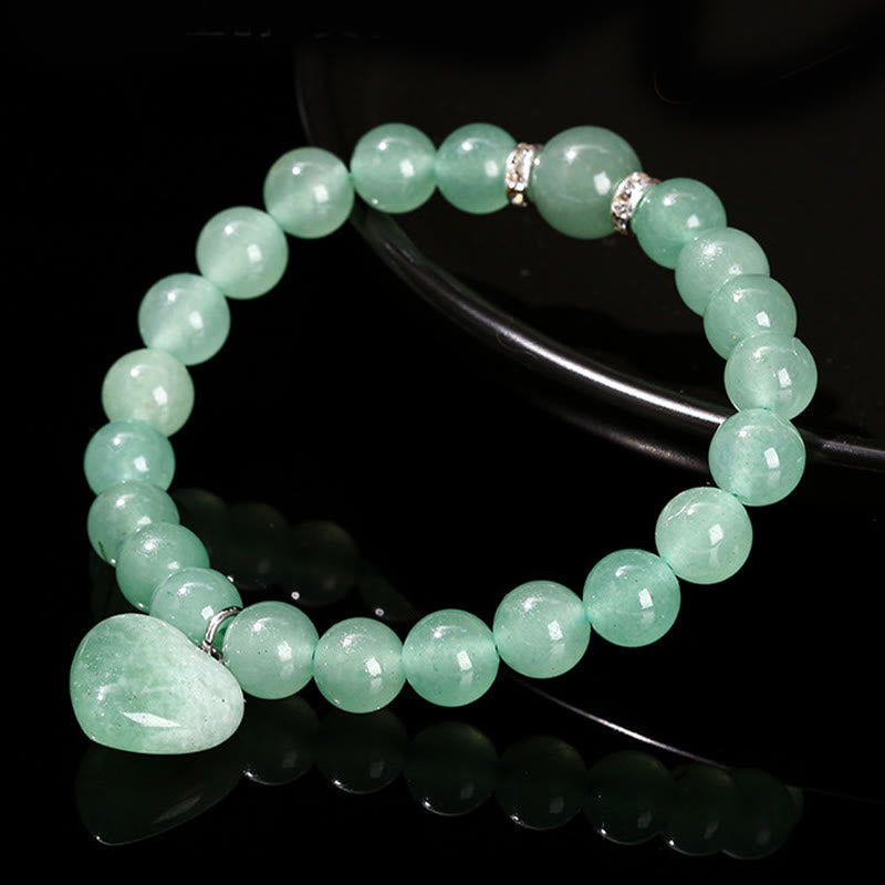 10mm Green Aventurine Love Heart Balance Bracelet
