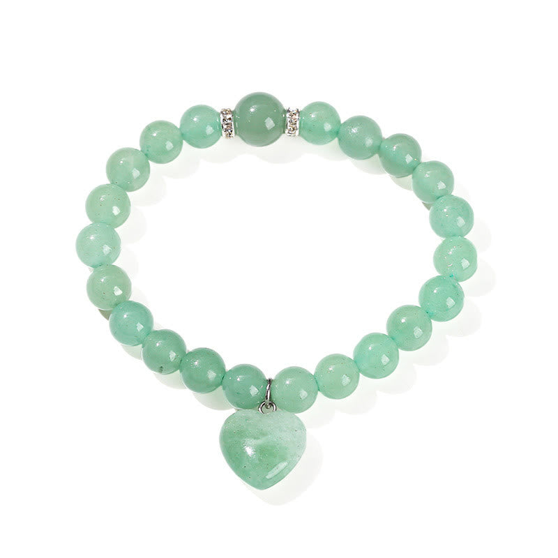Green Aventurine Love Heart Balance Bracelet 8mm Beads