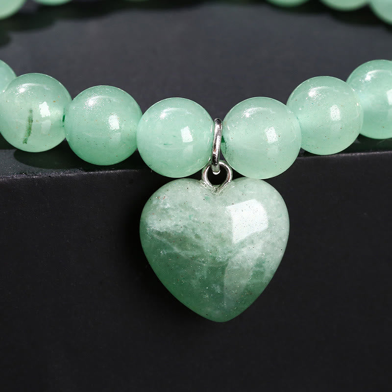 Green Aventurine Love Heart Balance Bracelet 8mm Beads