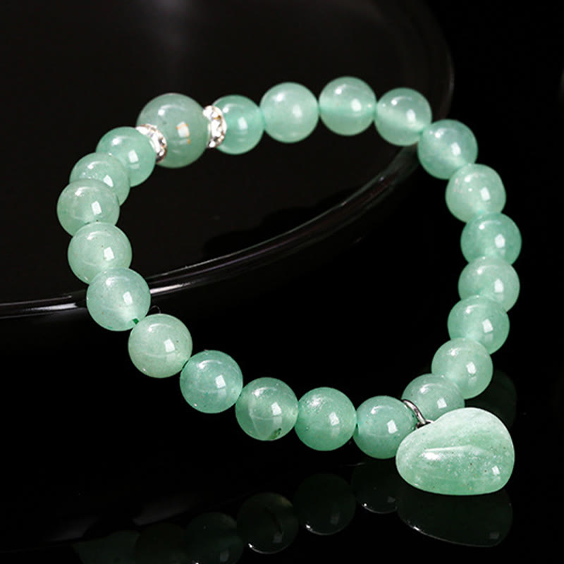 Green Aventurine Love Heart Balance Bracelet 8mm Beads