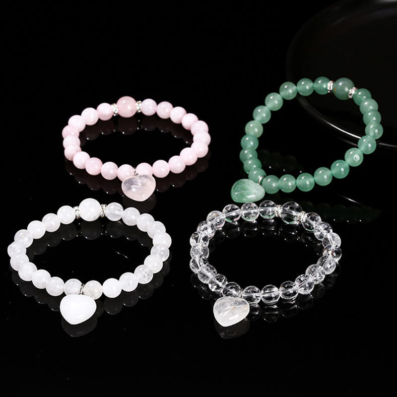 Green Aventurine Love Heart Balance Bracelet 8mm Beads