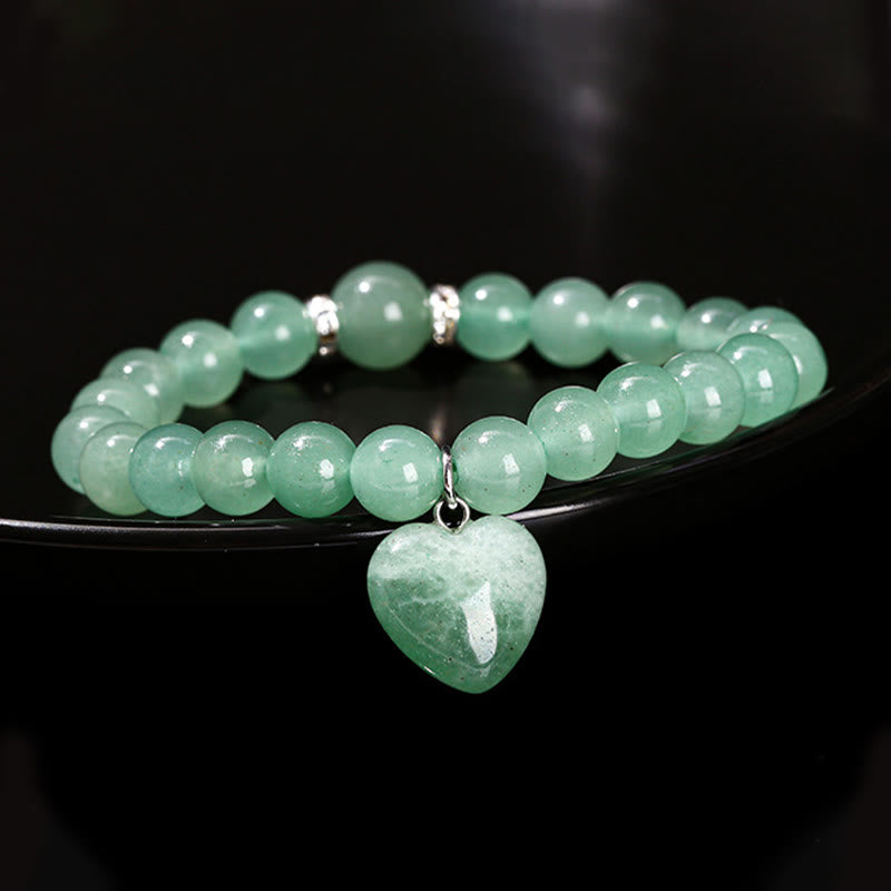 Green Aventurine Love Heart Balance Bracelet 8mm Beads