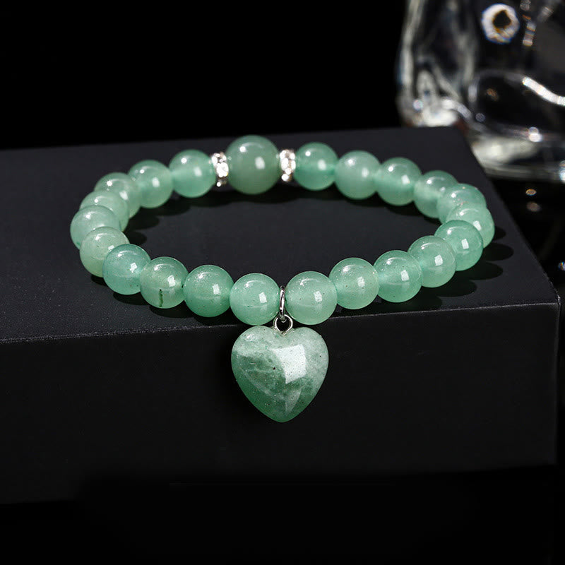 10mm Green Aventurine Love Heart Balance Bracelet
