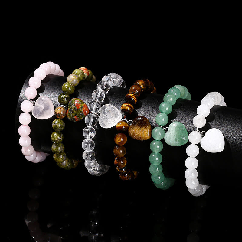10mm Green Aventurine Love Heart Balance Bracelet