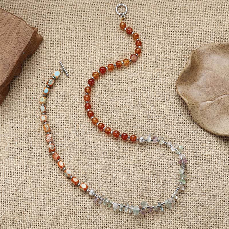 Triple Wrap Fluorite Red Agate Emperor Stone Bracelet