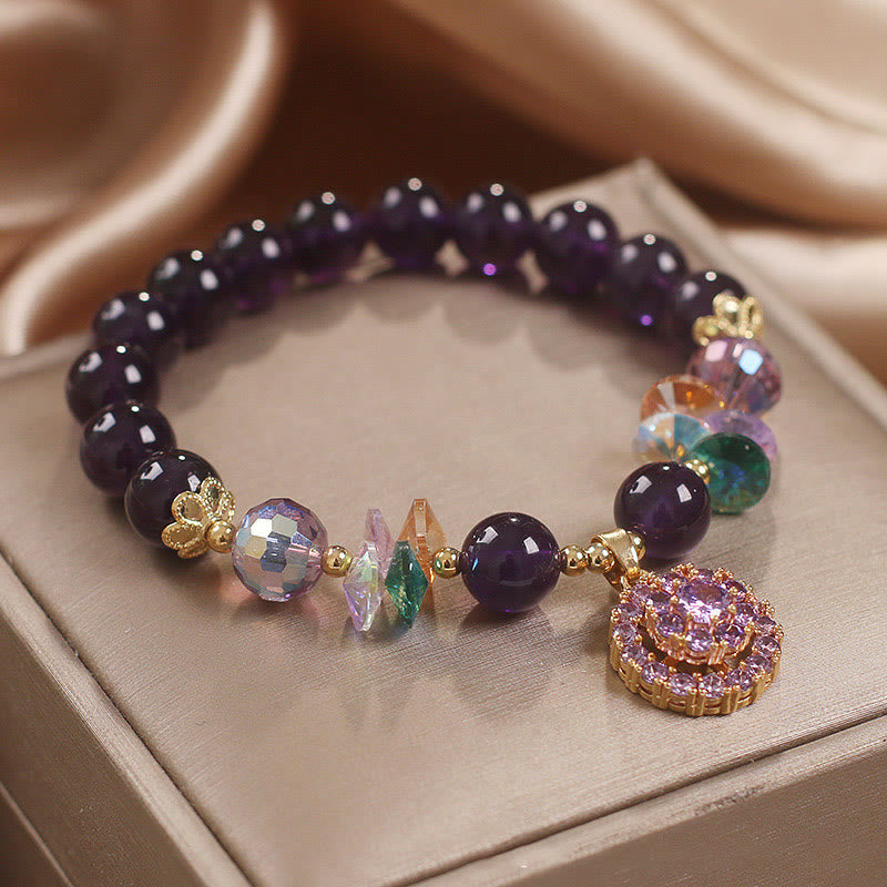 Amethyst Green Crystal Spiritual Awareness Bracelet 14-16cm