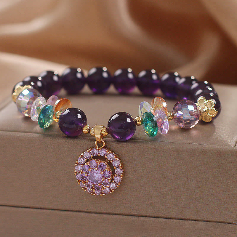 Amethyst Green Crystal Spiritual Awareness Bracelet 14-16cm
