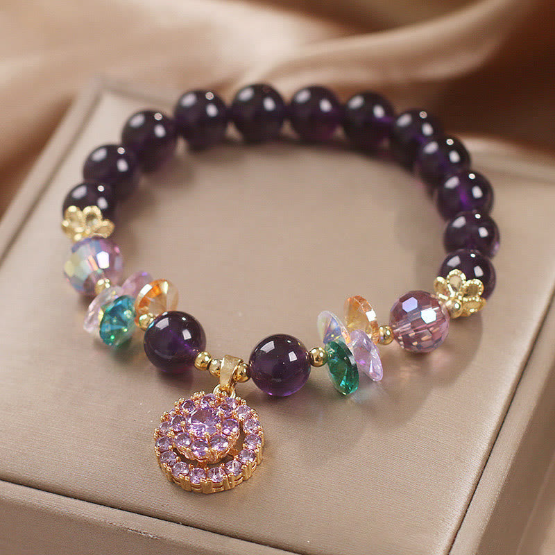 Amethyst Green Crystal Spiritual Awareness Bracelet 14-16cm