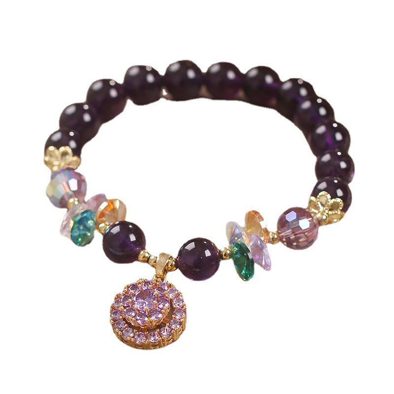 Amethyst Green Crystal Spiritual Awareness Bracelet 14-16cm