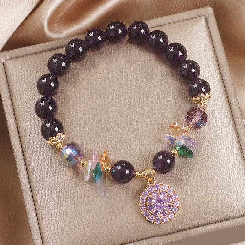 Amethyst Green Crystal Spiritual Awareness Bracelet 14-16cm