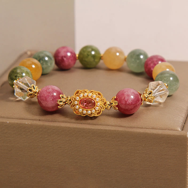 Tourmaline Pearl Pink Crystal Spiritual Bracelet