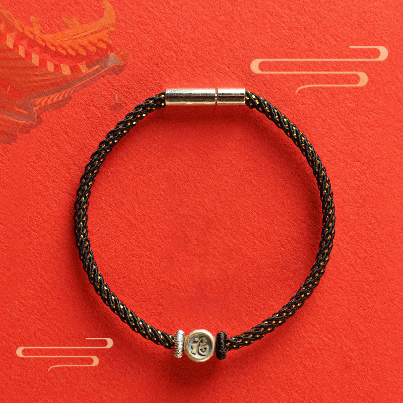 Red String Faith Bracelet | 925 Sterling Silver Fu Symbol