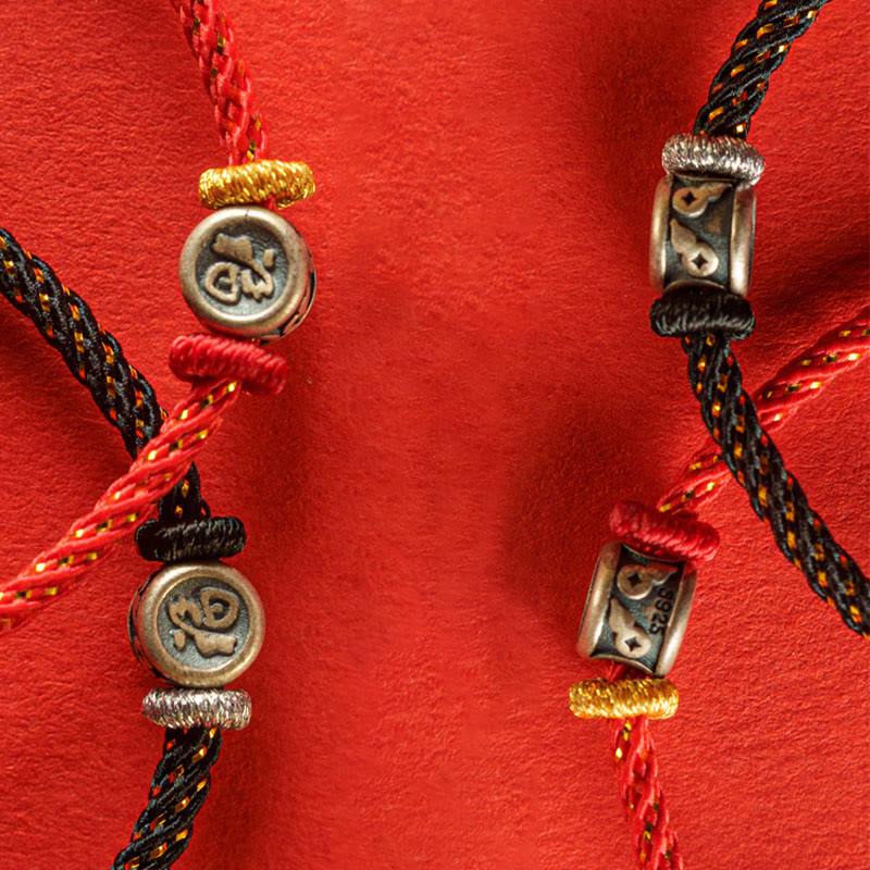 Red String Faith Bracelet | 925 Sterling Silver Fu Symbol
