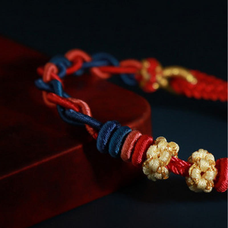 Four Strand Peach Blossom Connection Red String Bracelet