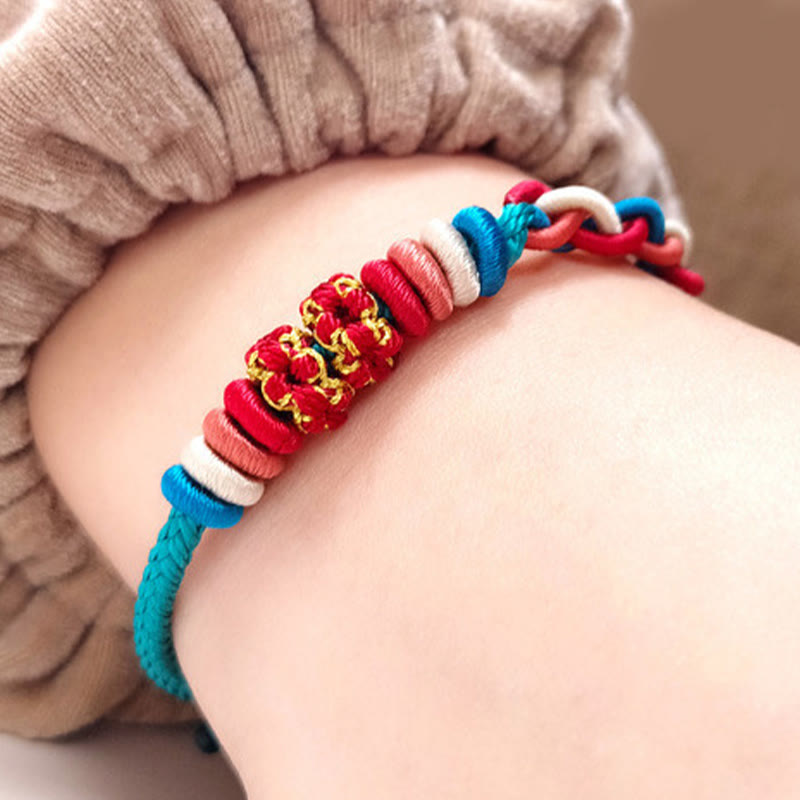 Four Strand Peach Blossom Connection Red String Bracelet