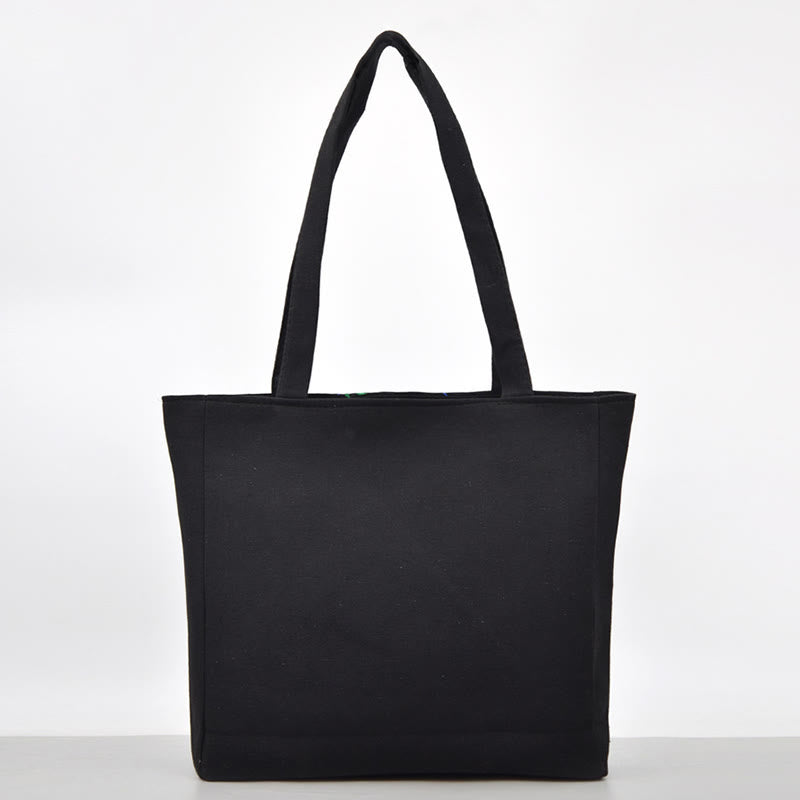 Magpie Embroidery Canvas Bag with Peony & Chrysanthemum Flowers