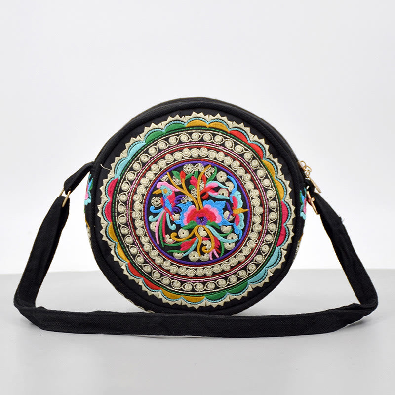 Double-Sided Flower Embroidery Canvas Crossbody Bag | Spiritual Accessory
