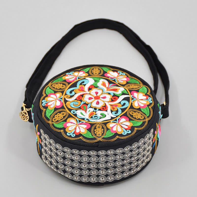 Double-Sided Flower Embroidery Canvas Crossbody Bag | Spiritual Accessory