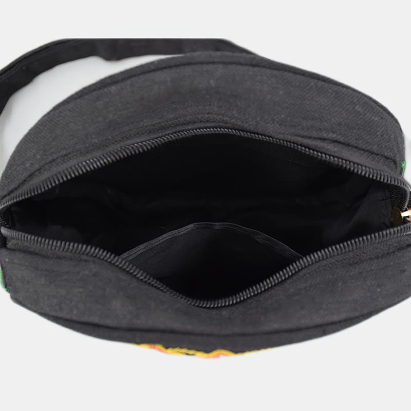 Double-Sided Flower Embroidery Canvas Crossbody Bag | Spiritual Accessory