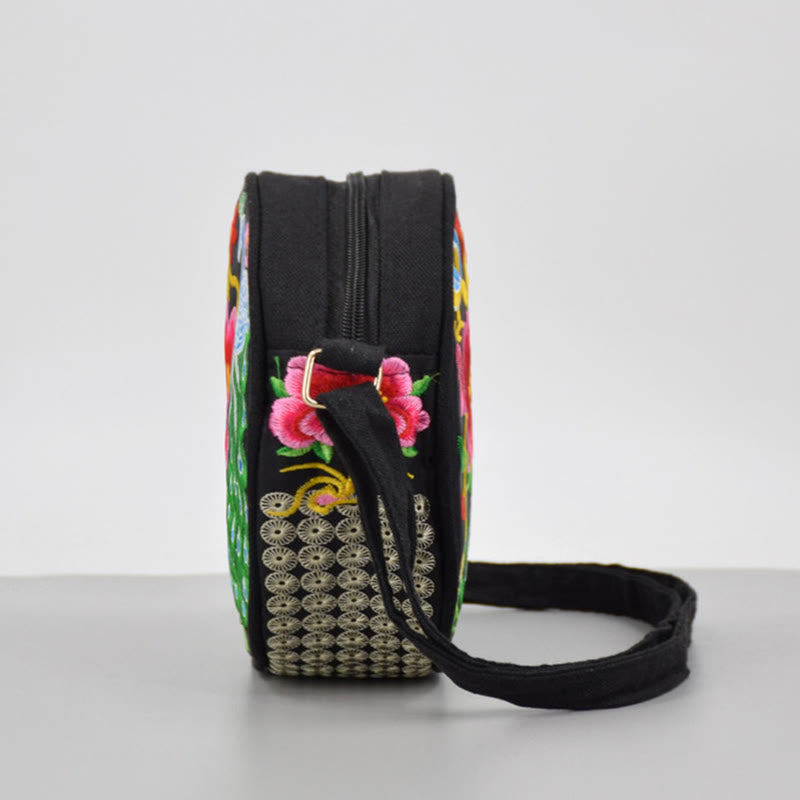 Double-Sided Flower Embroidery Canvas Crossbody Bag | Spiritual Accessory