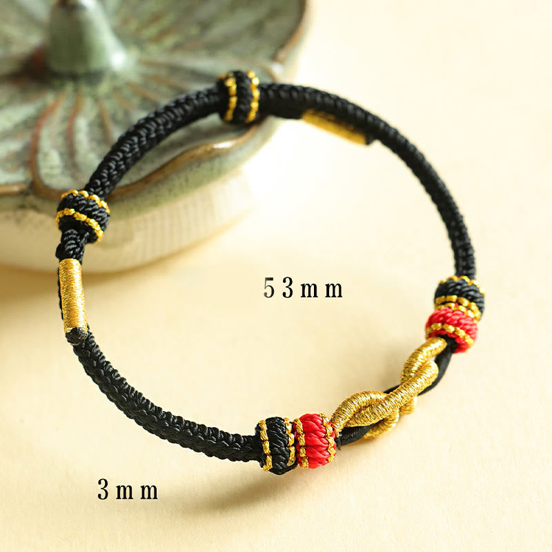 Handmade Red String Protection Bracelet with Ingot Pattern