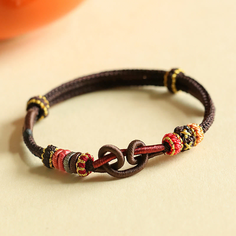 Handmade Red String Protection Bracelet with Ingot Pattern