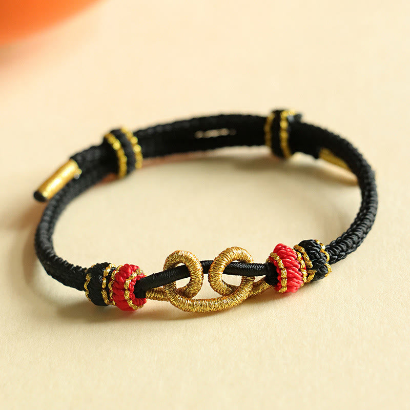 Handmade Red String Protection Bracelet with Ingot Pattern