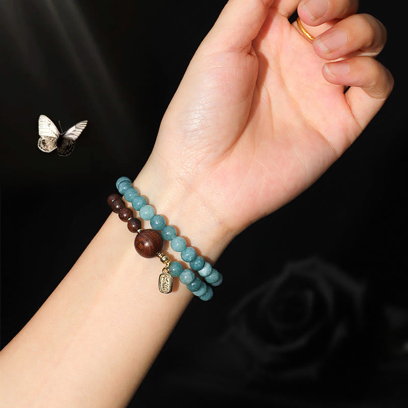 Blue Chalcedony Sandalwood Emotional Balance 6mm Bracelet