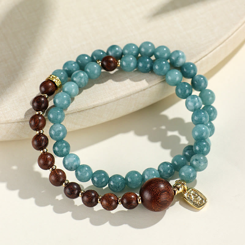 Blue Chalcedony Sandalwood Emotional Balance 6mm Bracelet