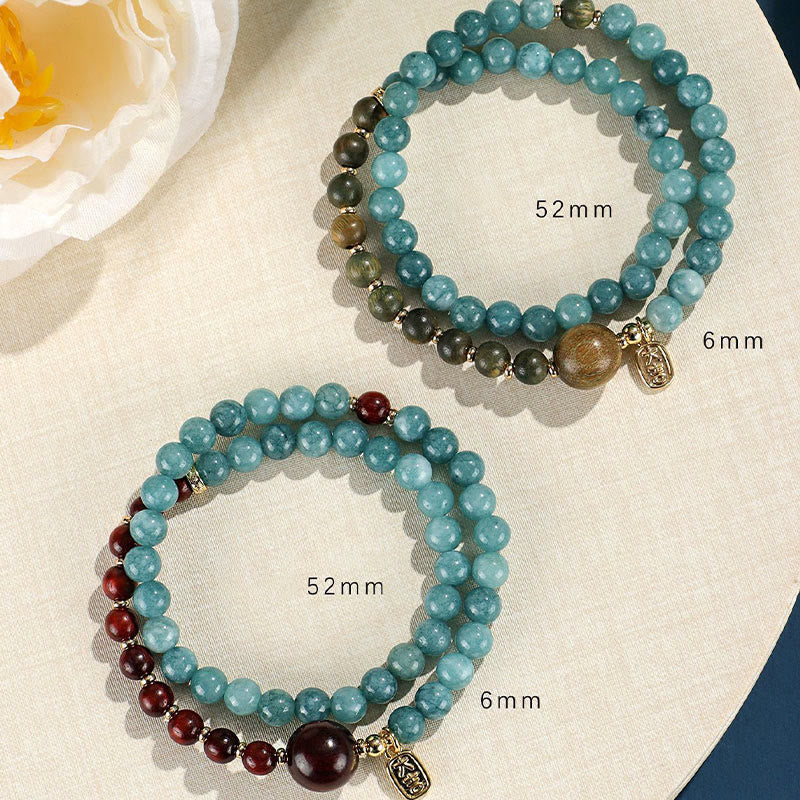 Blue Chalcedony Sandalwood Emotional Balance 6mm Bracelet