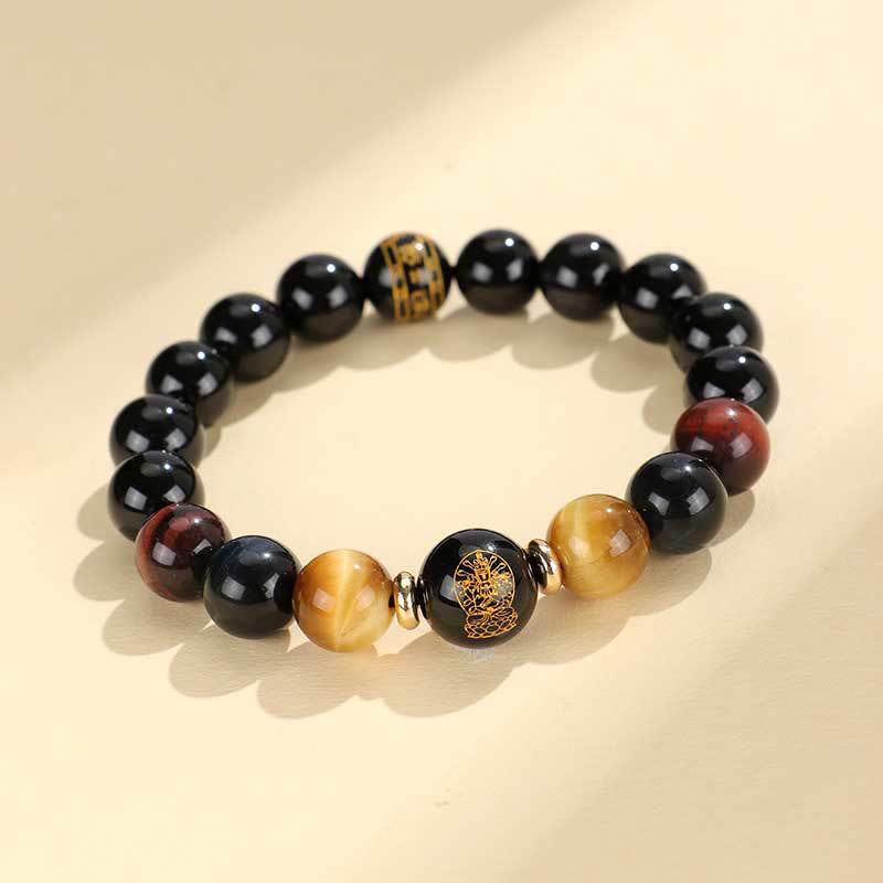 Black Onyx Tiger Eye Chinese Zodiac Bracelet