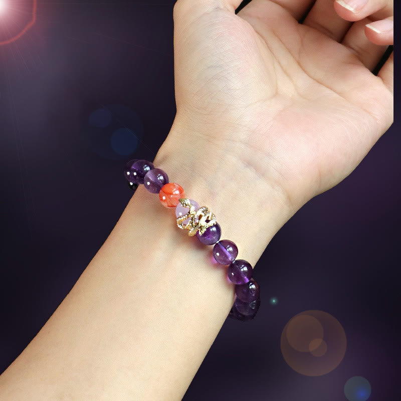 8mm Various Crystal Amethyst Lucky Bracelet for Balance