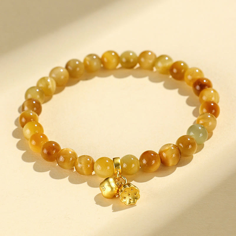 6mm Tiger Eye Protection Bracelet with Lotus Symbolic Beads