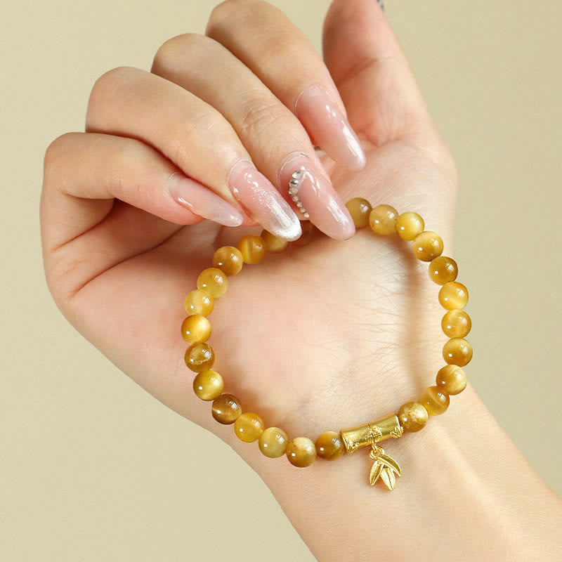 6mm Tiger Eye Protection Bracelet with Lotus Symbolic Beads