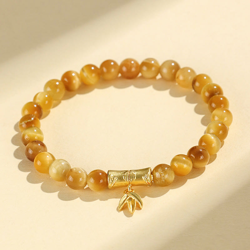 6mm Tiger Eye Protection Bracelet with Lotus Symbolic Beads