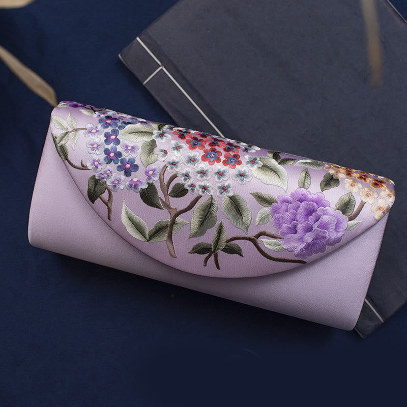Hydrangea Embroidery Crossbody Wedding Bag 24cm Elegant Style