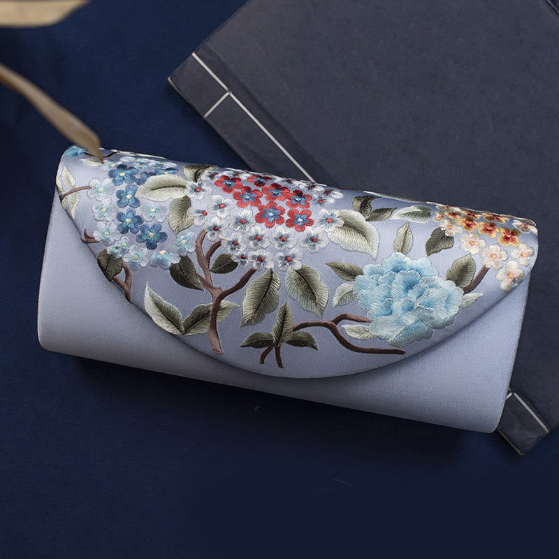 Hydrangea Embroidery Crossbody Wedding Bag 24cm Elegant Style