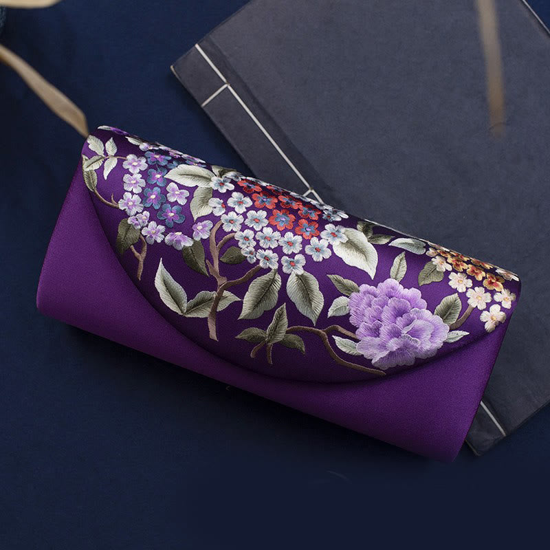 Hydrangea Embroidery Crossbody Wedding Bag 24cm Elegant Style