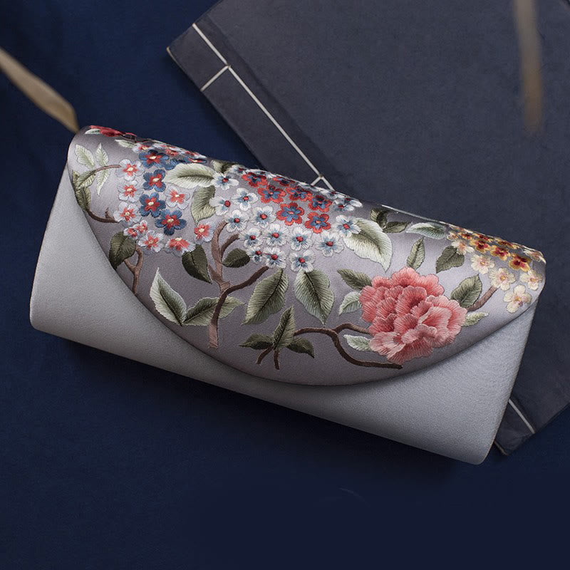 Hydrangea Embroidery Crossbody Wedding Bag 24cm Elegant Style