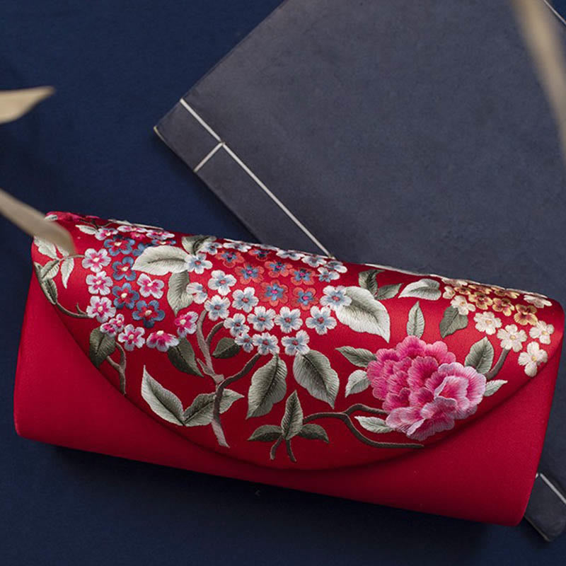 Hydrangea Embroidery Crossbody Wedding Bag 24cm Elegant Style