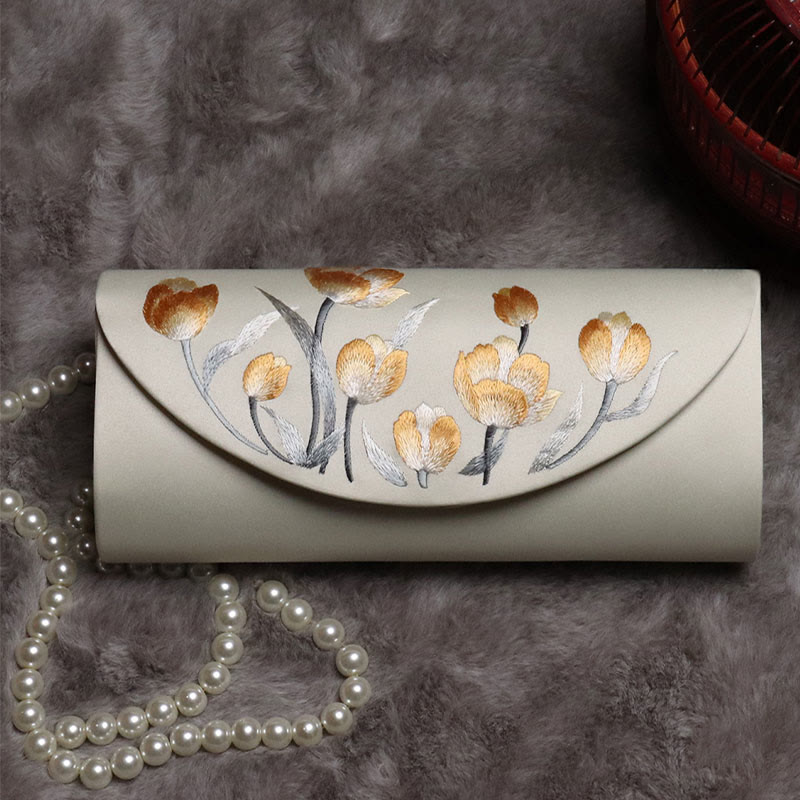 Plum Blossom Tulip Embroidered Handbag | Spiritual Jewelry