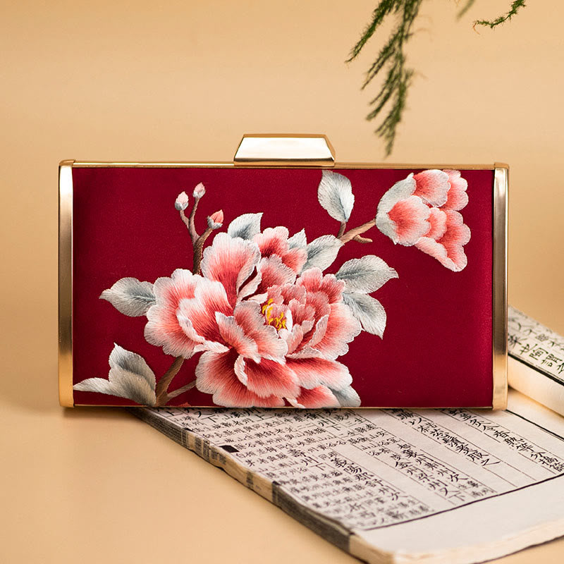 Embroidery Carnation Crossbody Bag 20cm | Elegant Floral Design