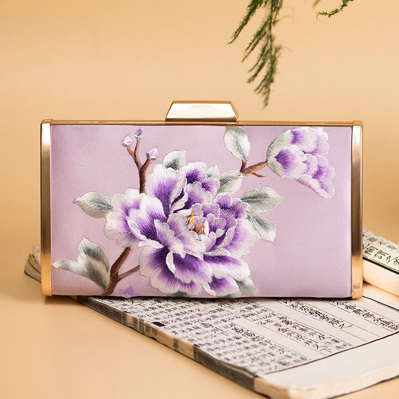 Embroidery Carnation Crossbody Bag 20cm | Elegant Floral Design